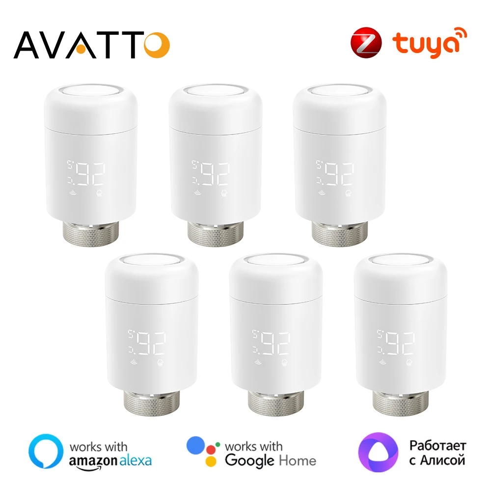 

AVATTO 1 ~ 6 шт. Tuya ZigBee умный термостат привод радиатора, термостатический клапан TRV регулятор температуры для Alexa, Google Home