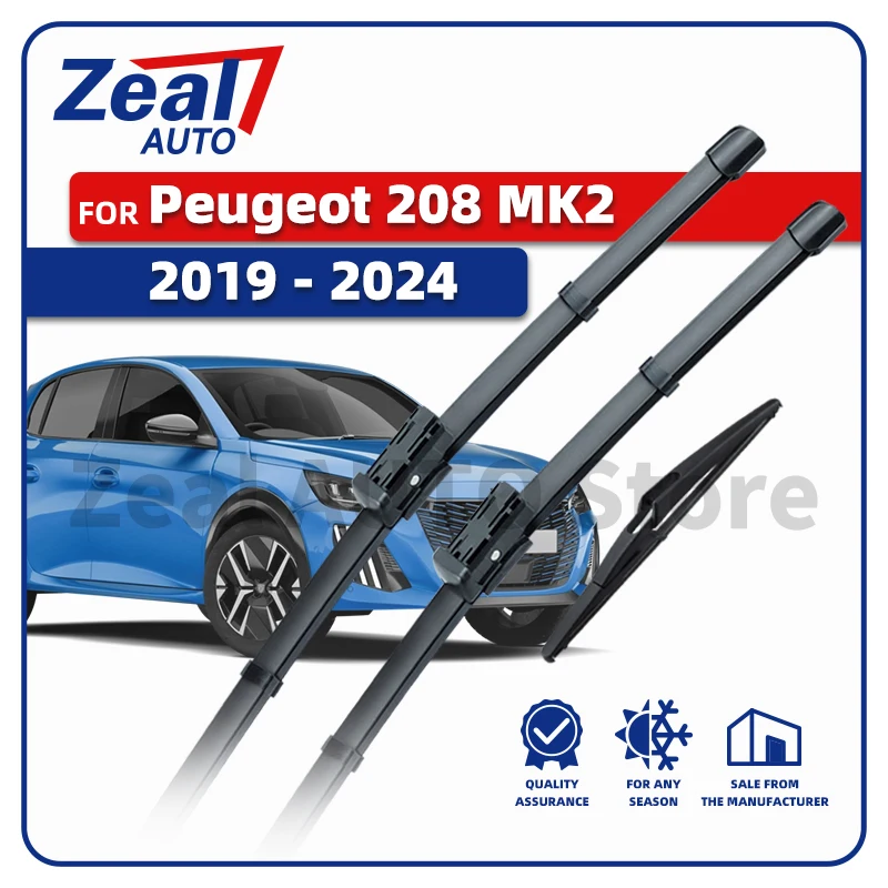 LHD Front Rear Wiper Blades For Peugeot 208 P21 MK2 2019-2024 2020 2021 2022 2023 Windshield Windscreen 24''16''12