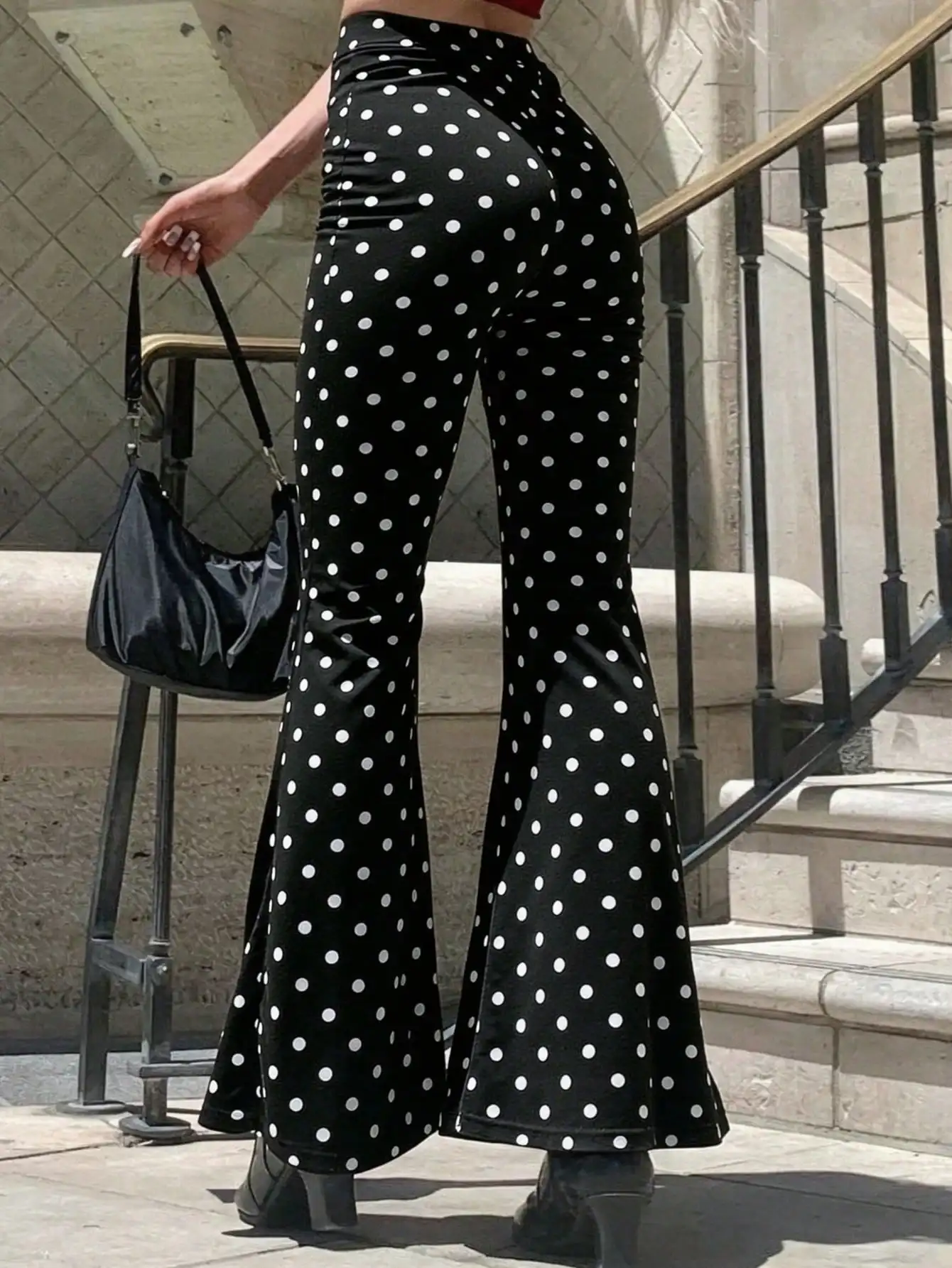 French-style Black And White Polka Dot Wide-leg Pants Exuding Elegant Style Fitting Well And Slimming The Figure Wide-leg Pants