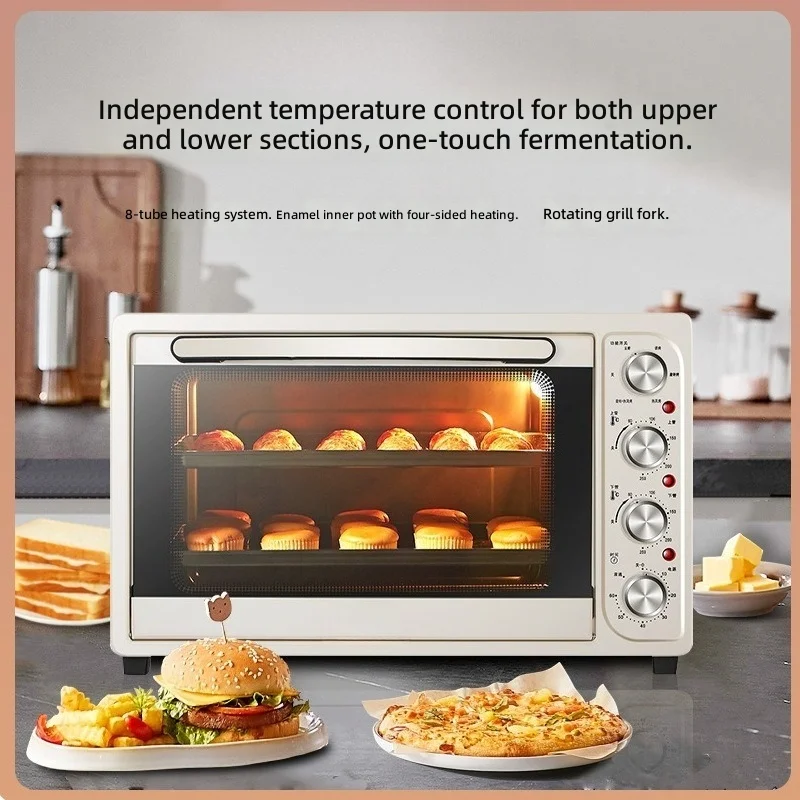 Electric Oven 52L, Automatic Home Large Capacity Baking, Multi-Function Toaster Oven for Kitchen, Countertop Appliance