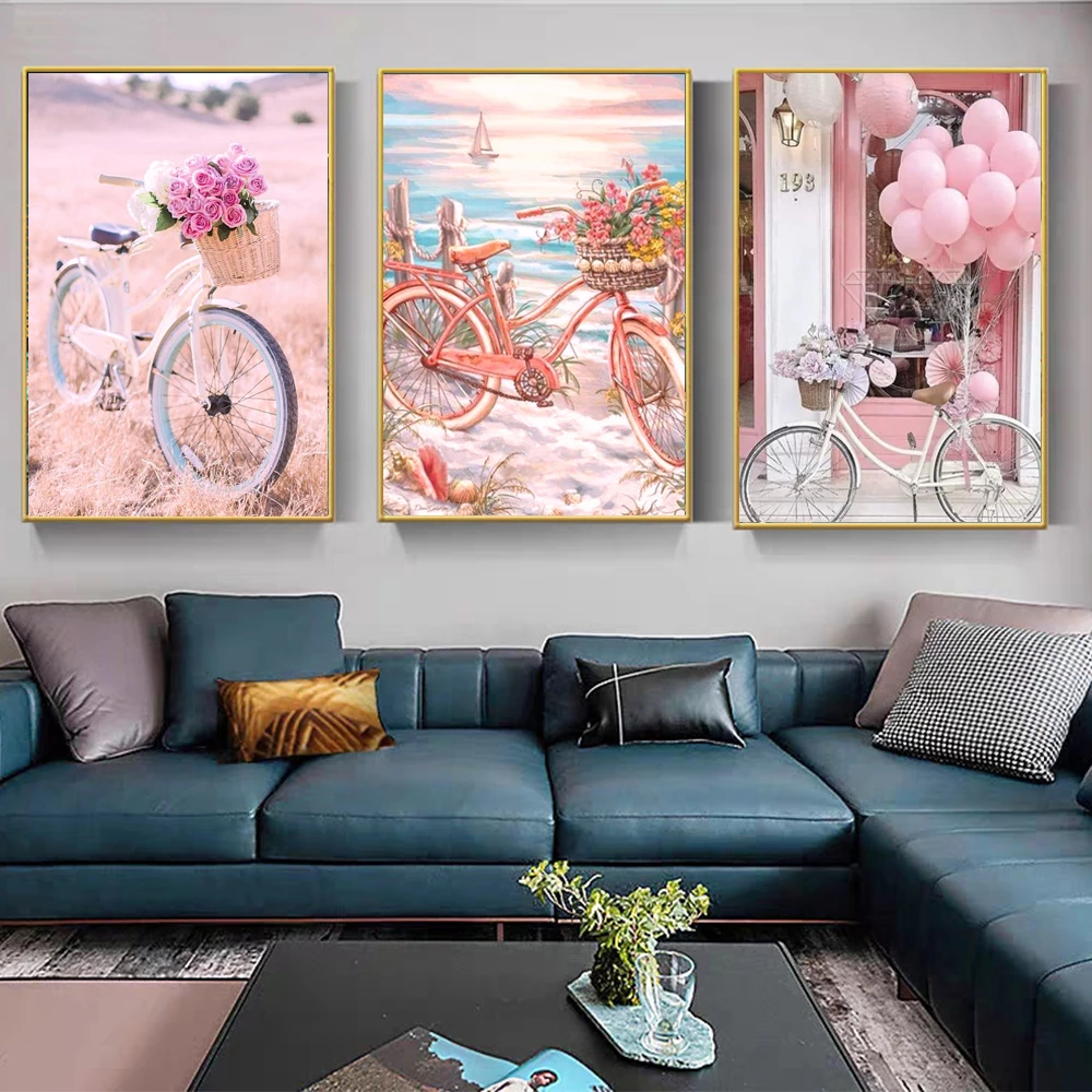 Landscape 5D Diamond Painting Bicycle Balloon DIY Diamond Painting Mosaic Full Drill Diamond Embroidery Painting Home Decor