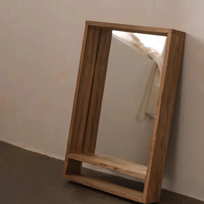 Solid Wood Vintage Bathroom Mirror Modern Simple Decorative Mirrors Stylish Designer Makeup Mirror Espejo Decorativo Home Decor