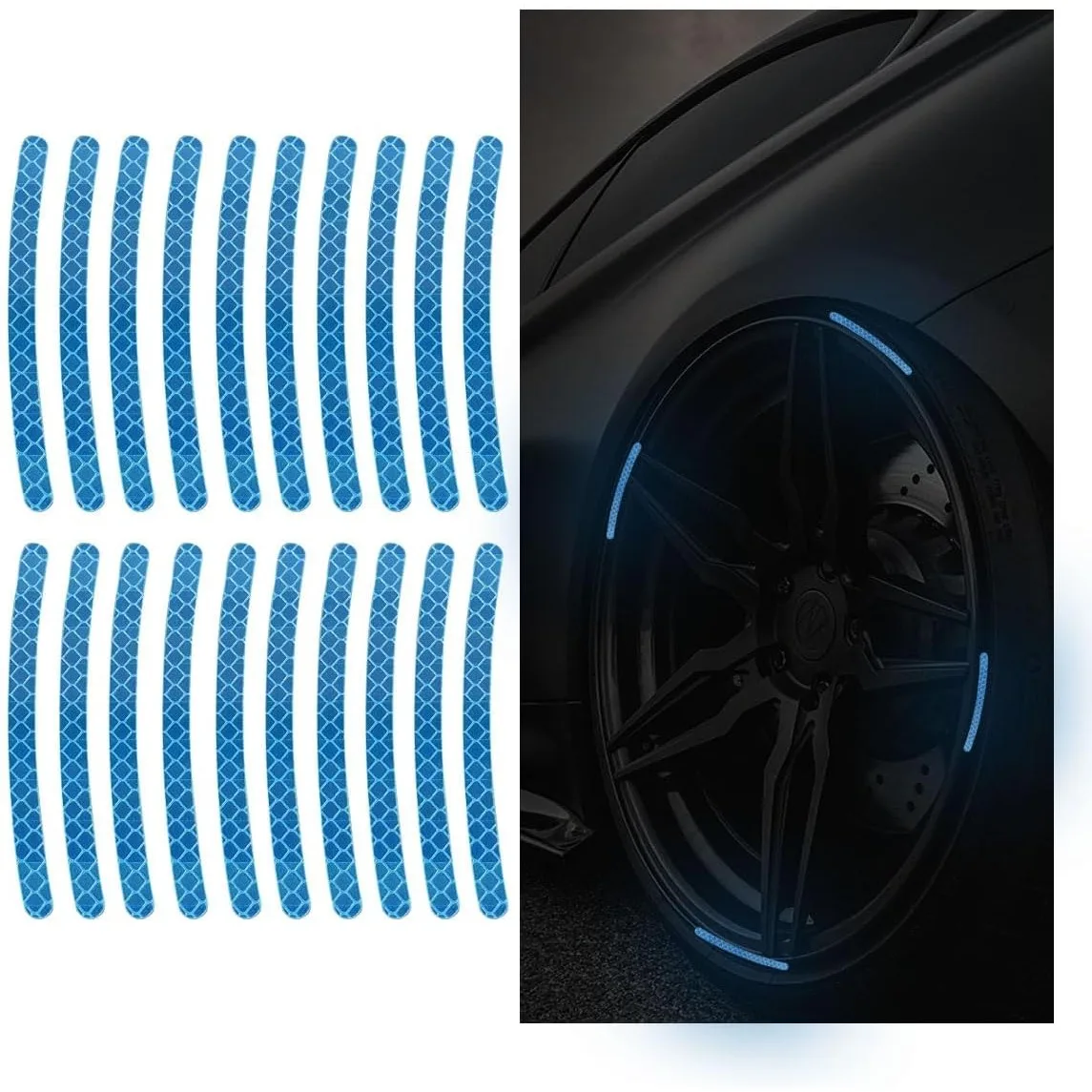 

20PCS Car Wheel Stripe Reflective Stickers, Car Wheel Night Safety Warning Stickers Anti-Scratch Reflective Rim Stickers, Car Wh