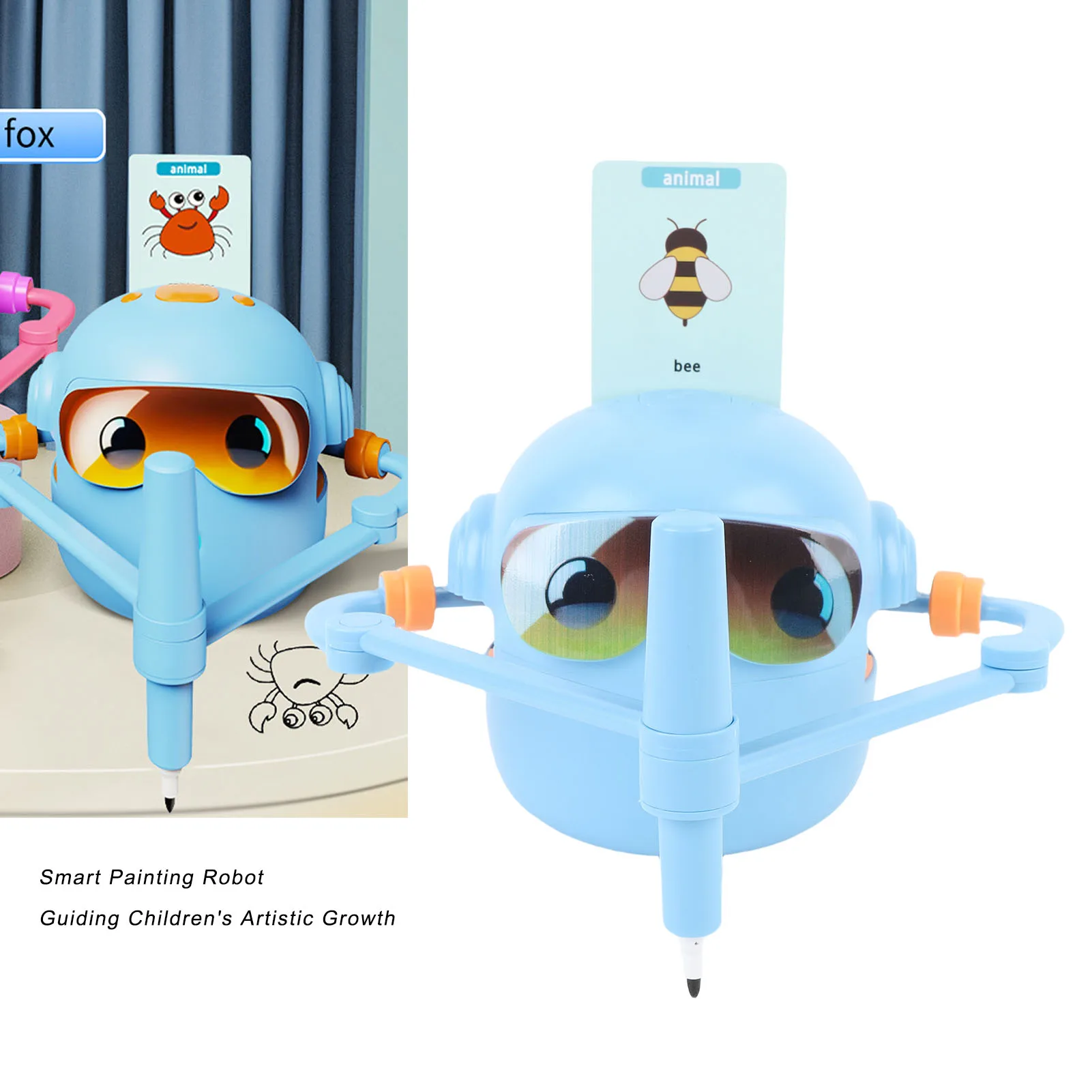 

Робот-художник для детей, интерактивный обучающий робот для рисования с 100 карточками для мальчиков и девочек, для дошкольного обучения