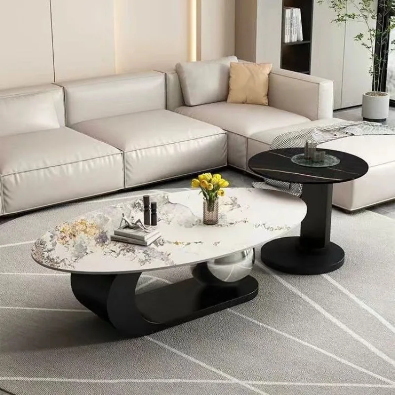Slate oval coffee table light luxury modern living room home minimalist small apartment
