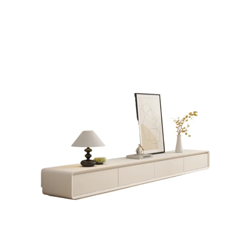 TV cabinet coffee table combination modern simple small apartment living room household cream wind solid wood floor