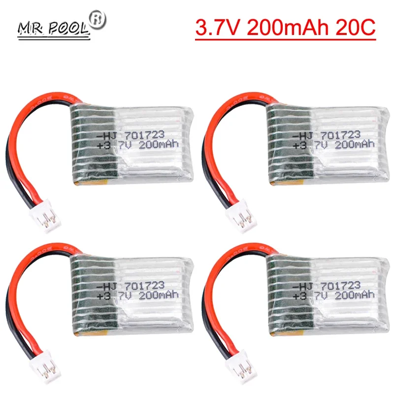 3.7V 200mAh 20C 701723 battery with PH2.0 plug for H8 H36 H20 X902 quadcopter model battery size 26*17*7mm