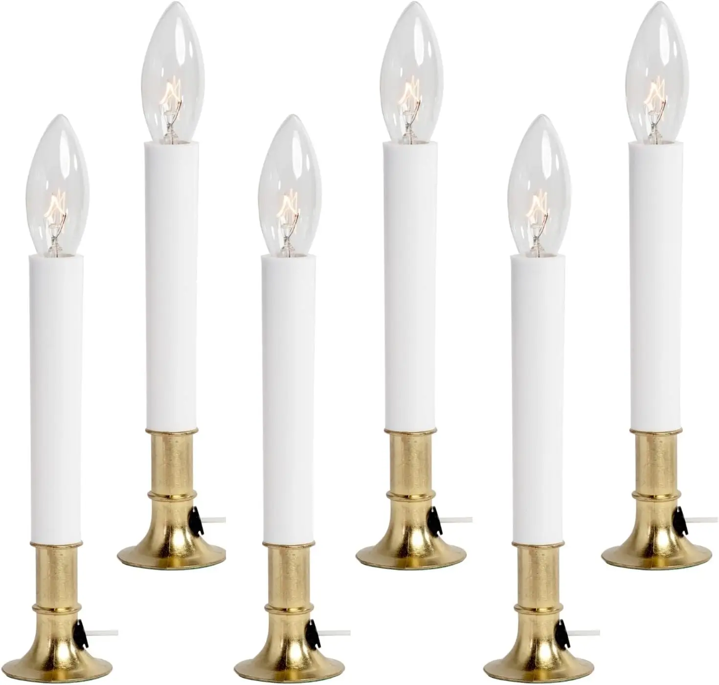 

Электрические светодиодные лампы-свечи с датчиком от заката до рассвета, латунное основание, набор из 6 штук для домашнего декора