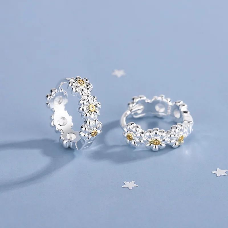Frühling neue süße Gänseblümchen Blume Ohr stecker für Frauen süße Muschel Emaille versilbert Ohrringe koreanischen Temperament Schmuck – Detail 21