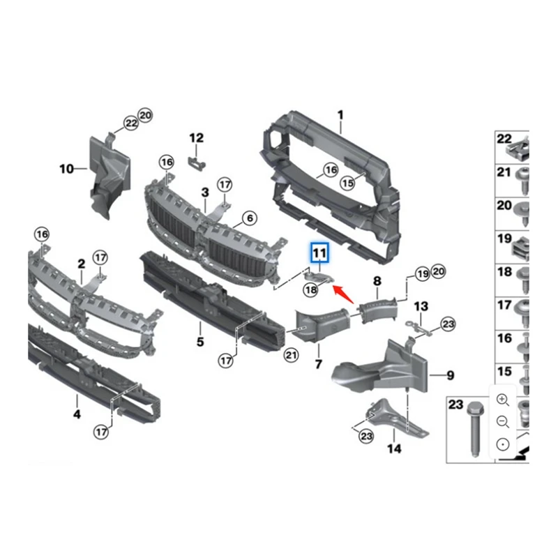 1Pair Car Air Duct Bracket Mount Kit 51647434061 51647434062 For BMW 2 3 4 Series G20 G21 G28 G22 G23 G42 2018-2022