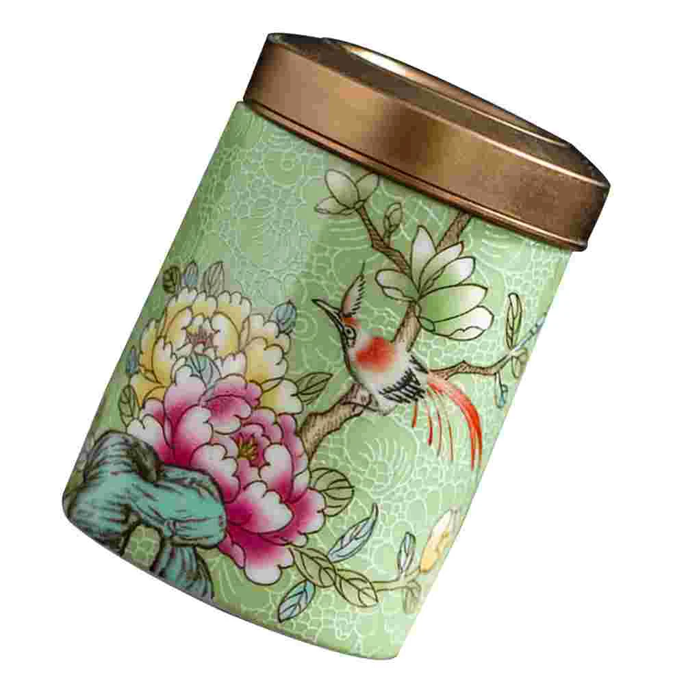 Tea Canister Decorative Enamel Cookie Container Candy Jar Leaf Travel Sealed Canisters