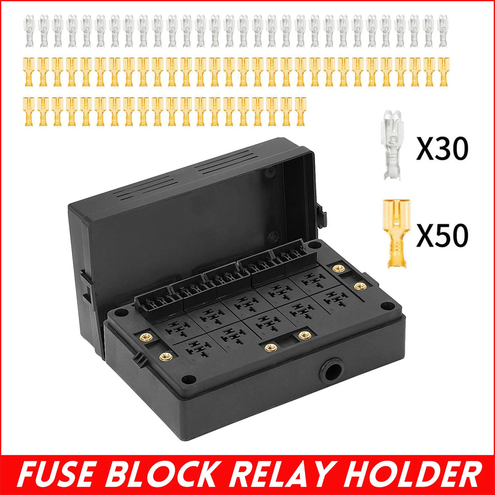 Fuse Block Relay Holder Fuse Relay Box Car Modification Fuse Box 18 Way Fuse Seat Central Electrical Box Automotive Accessories