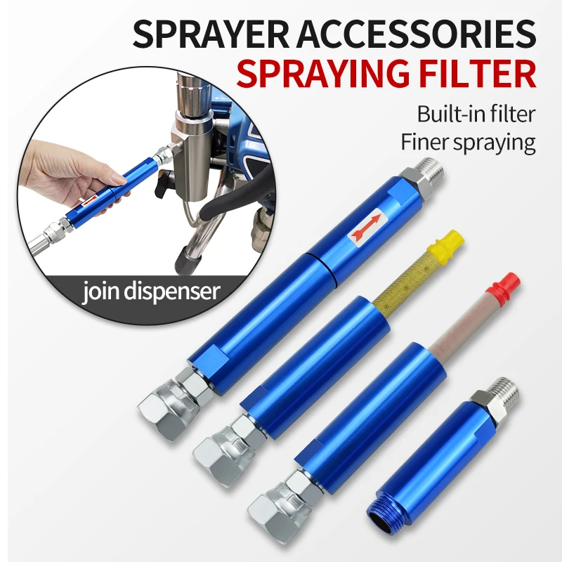 Blue Airless Spray Machine Filter With Two Connector Joint Adapters Airless Paint Spray Gun Accessories