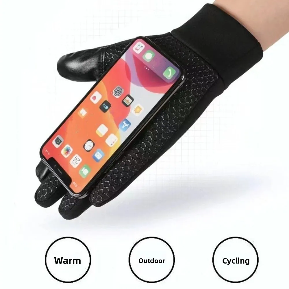 قفازات شتوية سميكة جديدة مقاومة للماء، قفازات حرارية صديقة للبشرة، قفازات لمس مضادة للانزلاق للجري #3