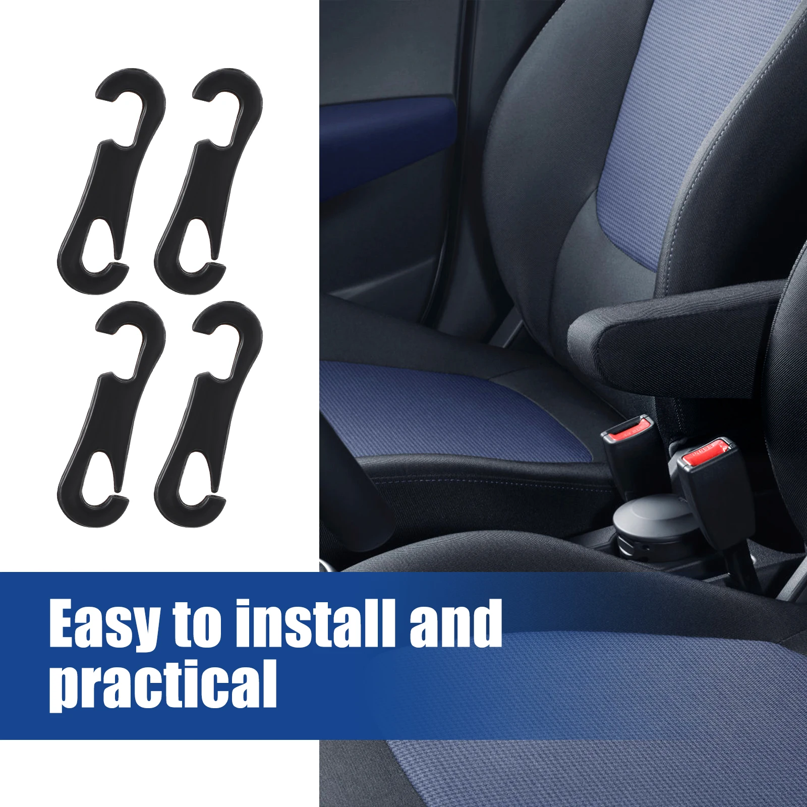

200pcs Car Seat Cushion Hooks 3 5cm ABS S Shape Durable Clips for Waterproof Large Straps Vehicle Accessories
