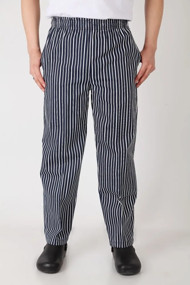 Loose Striped Chef Pants Elastic Waist Zebra Print Restaurant Kitchen Work Pants for Cooking Staff