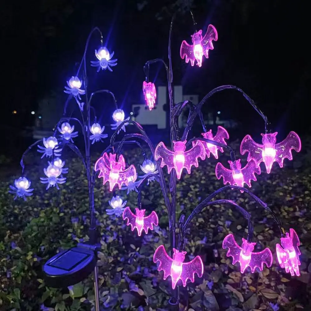 Waterproof Halloween Solar Stake Light Pumpkin Maple Leaf Branch Decor For Outdoor Garden Patio Landscape Path