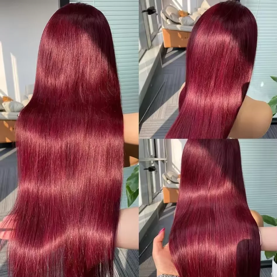 Burgundy 99j Straight Lace Frontal Wig 13x6 13x4 Hd Transparent Straight Red Lace Front Human Hair Wigs For Women Burgundy Wig