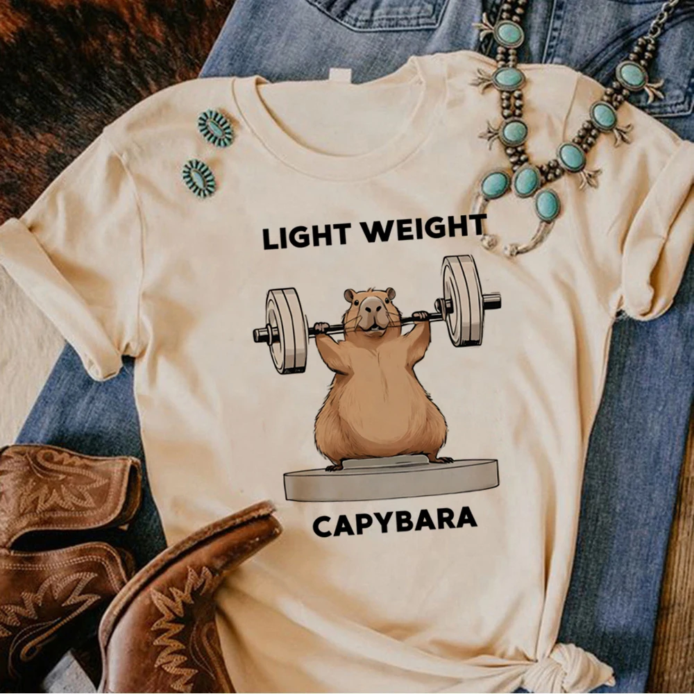 

Capybara t shirt women comic top girl anime comic manga clothes