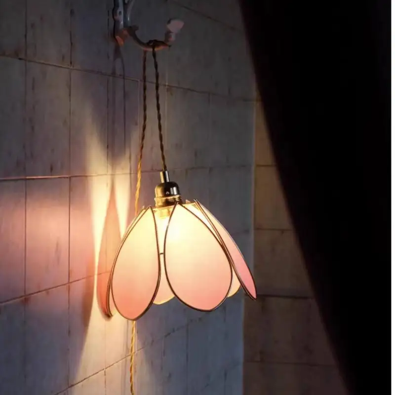 

Pink Fabric Flower Restaurant Chandelier lighting Homestay Bedroom dining room Decorative Lights New Petal Cloth pendant Lamps