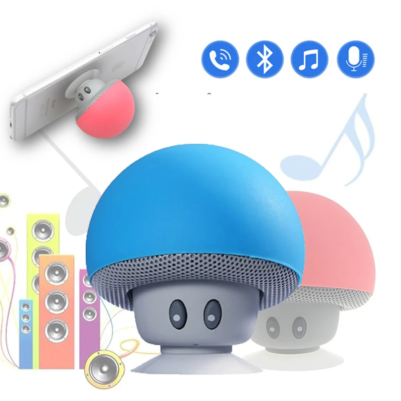 Small Mushroom Bluetooth Speaker Waterproof Suction Cup Mobile Phone Holder Small Subwoofer Creative Cartoo