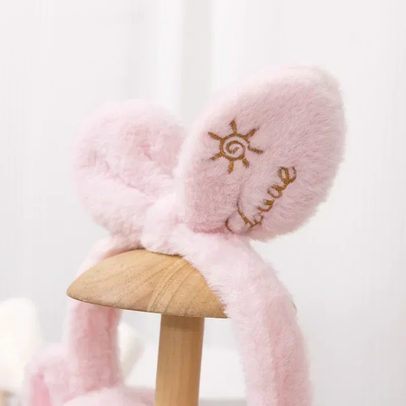 Children's ear protection warm plush earmuffs for 2022 winter, for boys and girls, bowknot ear movement