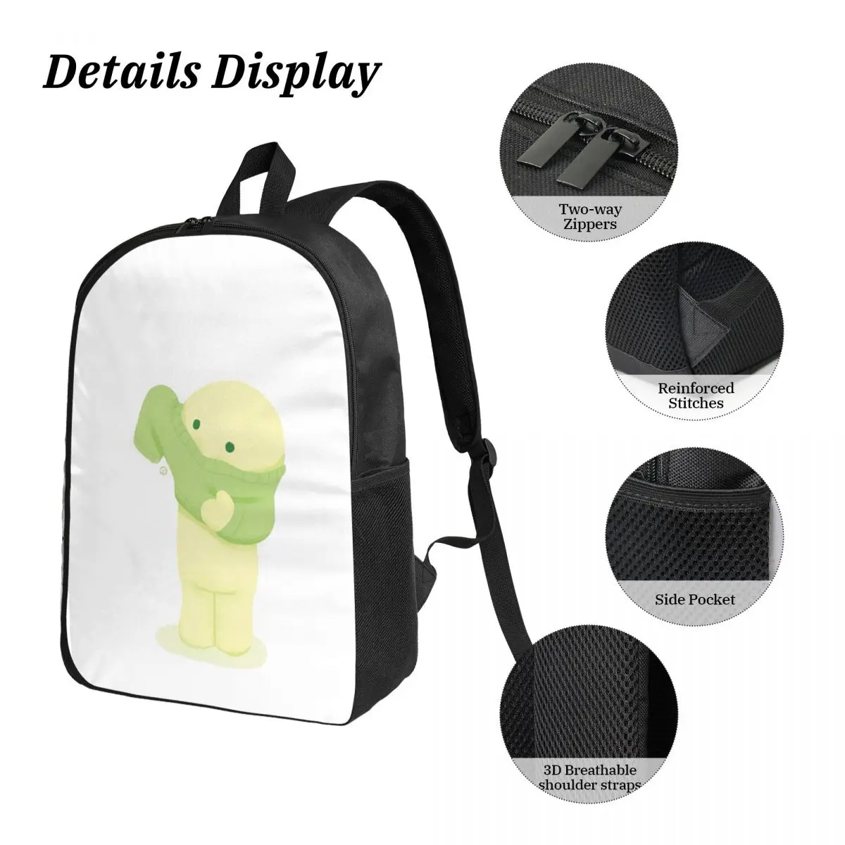 Smiski กระเป๋าเป้สะพายหลังนักเรียนชายหญิง BookBag กระเป๋านักเรียนแล็ปท็อปไหล่กระเป๋า 3 PS ถุงอาหารกลางวันฉนวนดินสอกรณี