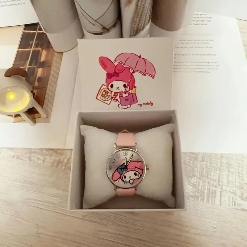 Anime Sanrio Quartz Watch Hello Kitty Melody Cinnamoroll Watches Kuromi Pochacco Pompompurin Wrist Watch Birthday Kids Gifts