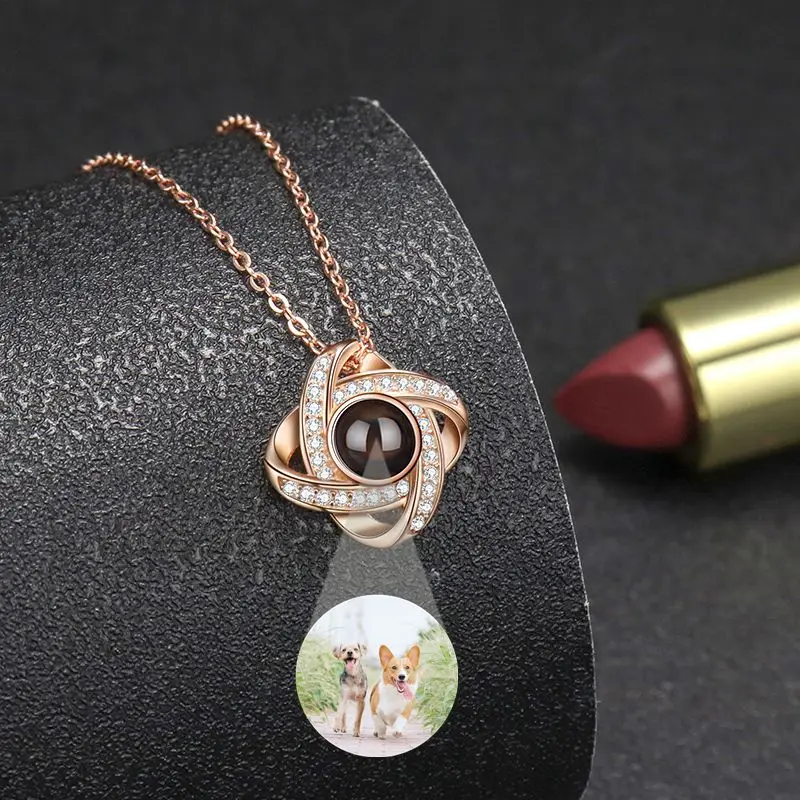 2024 New Customized Photo Projection Necklace Personalized Photo Necklace Women Pendant Necklace Memories Jewelry Birthday Gift