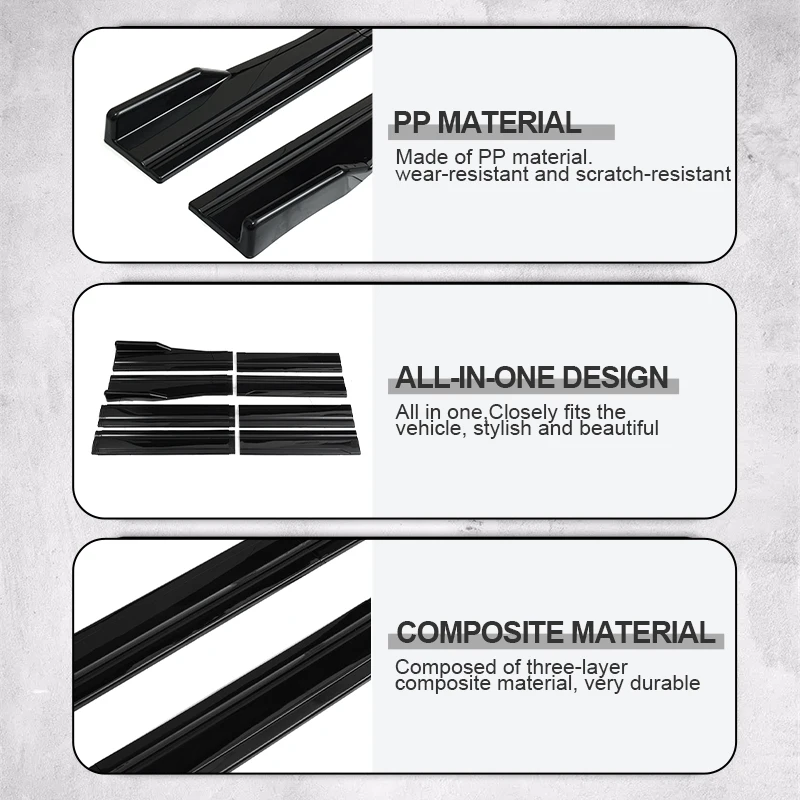 Separador de labios para parachoques, piezas de modificación automotriz, estilo deportivo, 8 piezas, 2m/2,18 m, extensión de faldón lateral Universal, placa basculante
