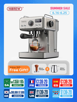 HiBREW 20Bar Semi Automatic Espresso Coffee Machine Temperature Adjustable 58mm Portafilter Cold/Hot Coffee Maker Metal CaseH10A