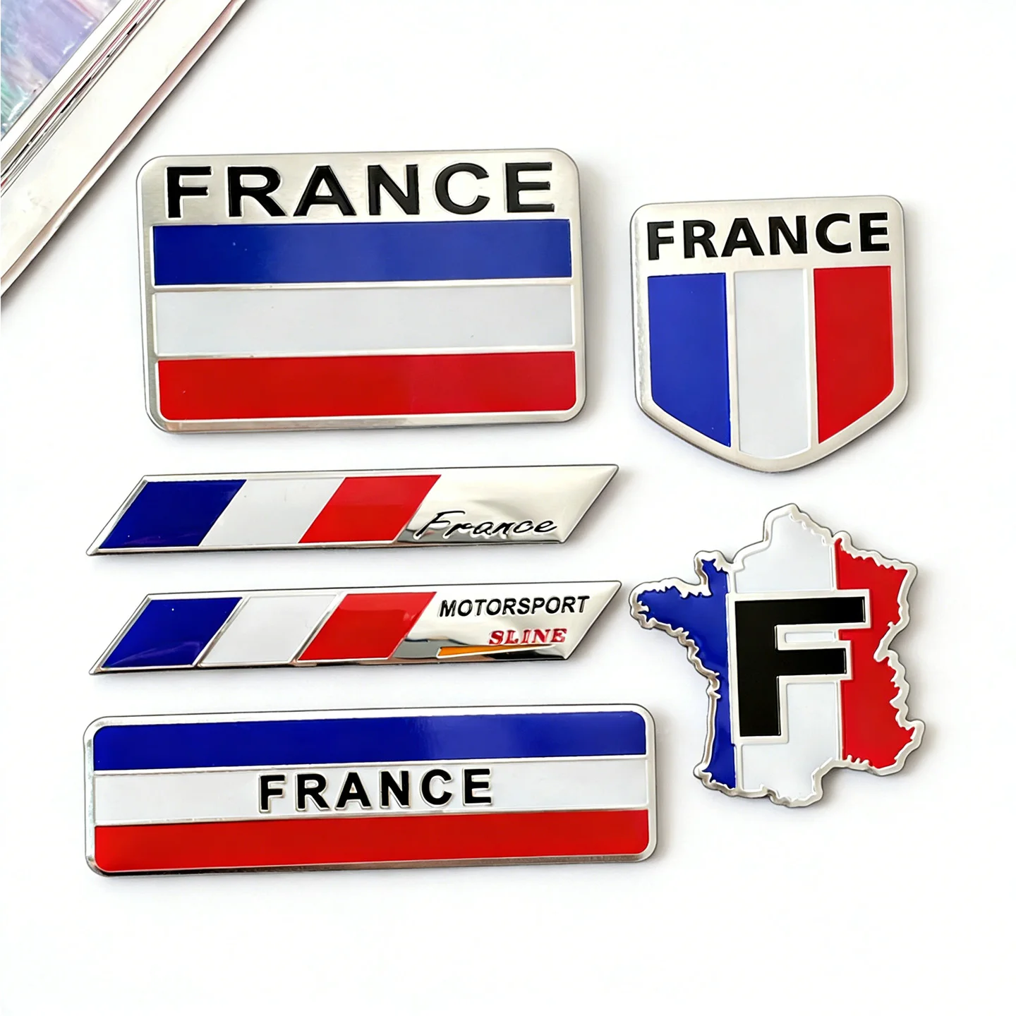 

2PCS Car Auto Bicycle Motorcycle Moto Scooter 3D France Flag National Emblem Metal Aluminium Badge Stickers Decals Accessories