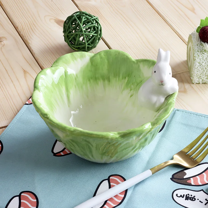 Creative Tableware Cartoon Rabbit Bowls Cute Instant Noodles Bowls Ceramic Bowls Household Dishes Dishes Dinner Bowls Tableware