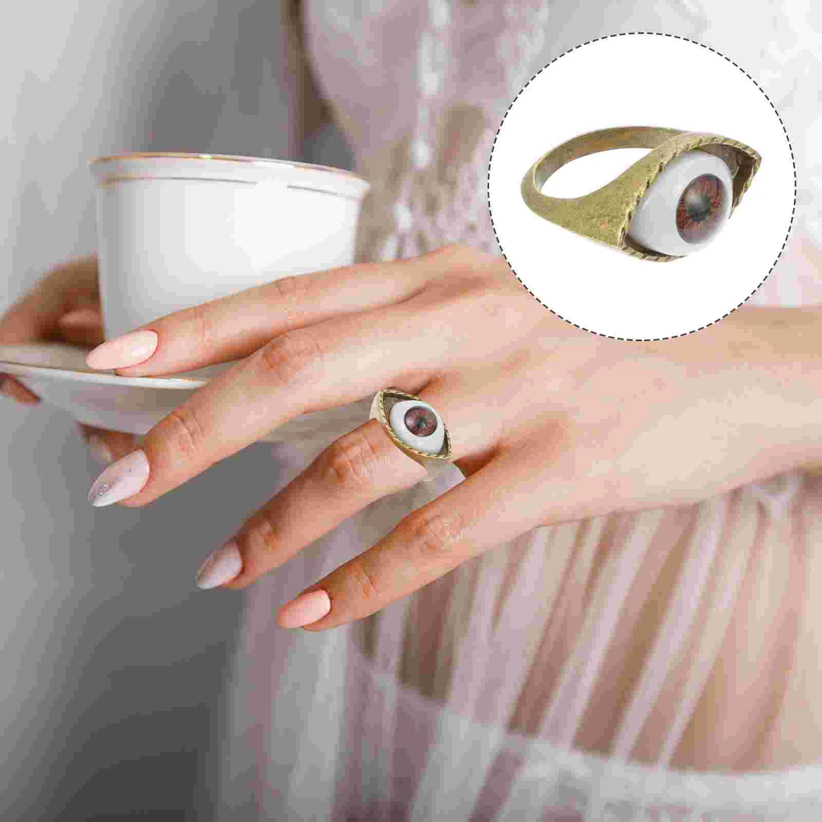 Vintage Rings for Men Mens Adjustable Finger Decoration Stainless Steel Miss Eyeball