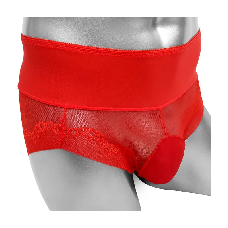 

Mens Sissy Bulge Pouch Panties Transparent Lace Sexy Briefs Underwear Gay Wetlook Lingerie Bikini Male Underpants