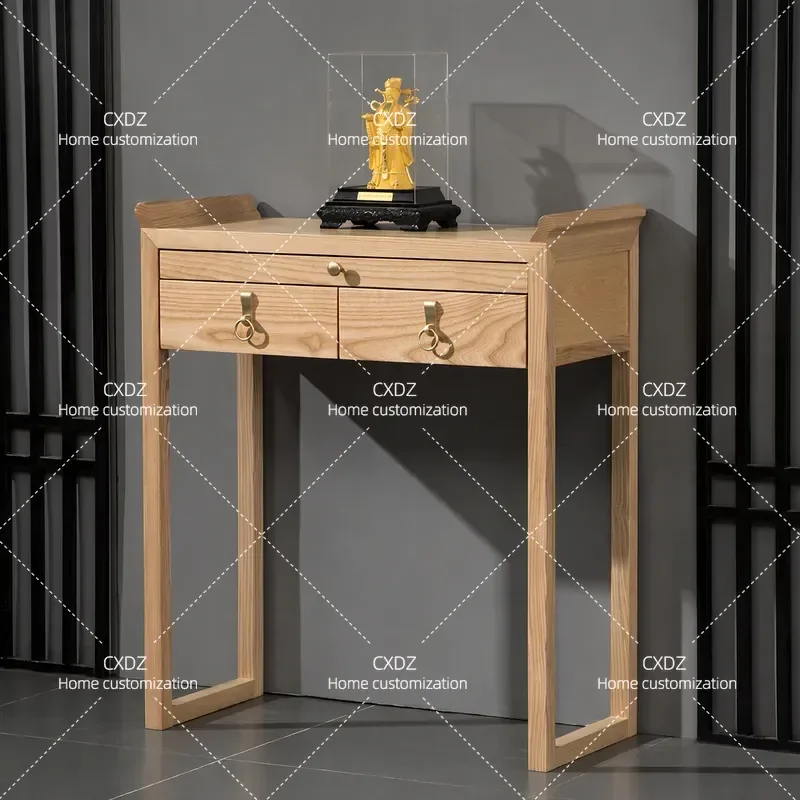 Buddha table for household worship Buddha table, God of Wealth table, small simple tribute table, economical solid wood small