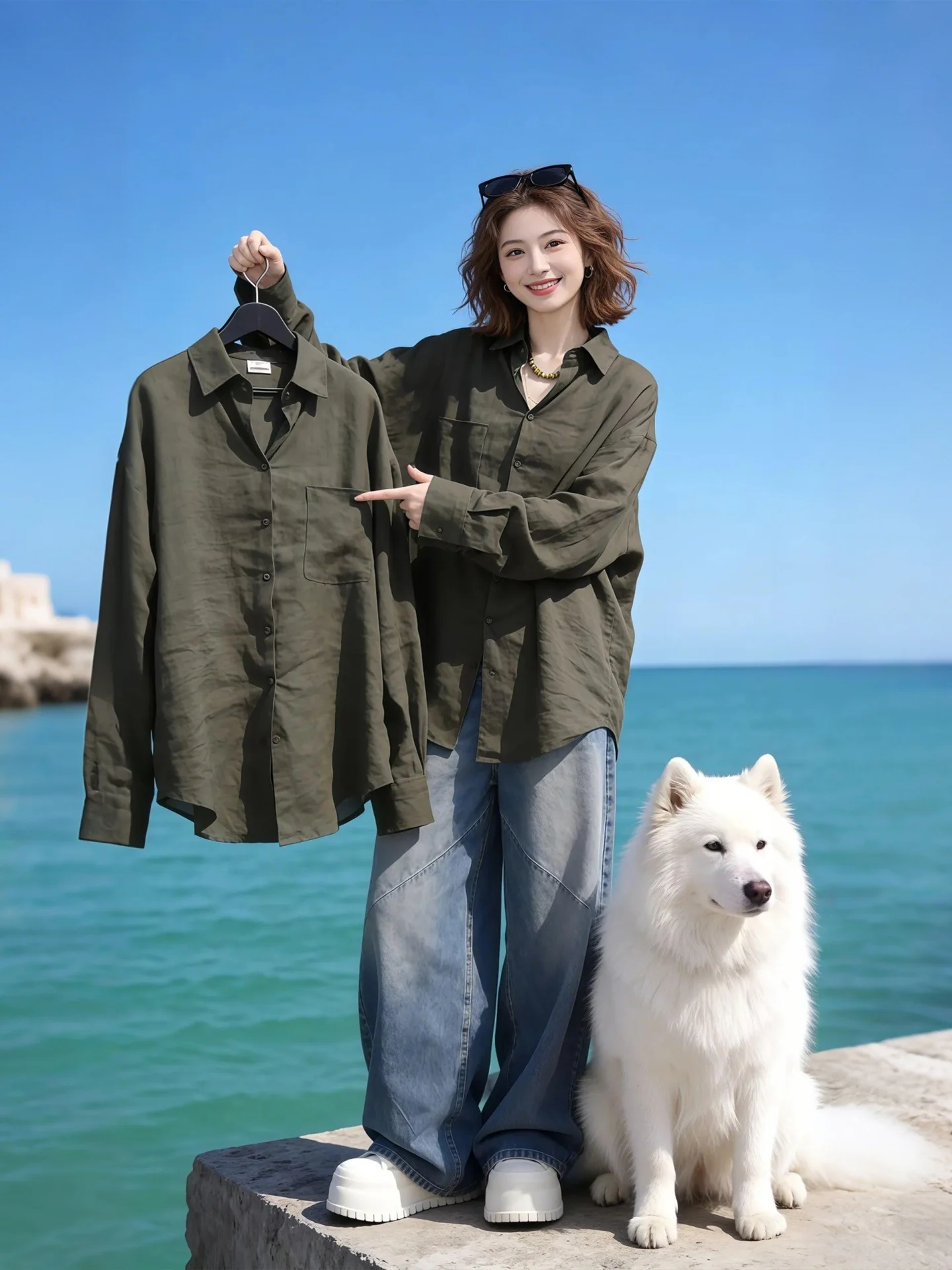 

Элегантная повседневная женская рубашка с длинными рукавами, удобный дышащий весенний модный открытый кардиган в корейском стиле, свободный крой