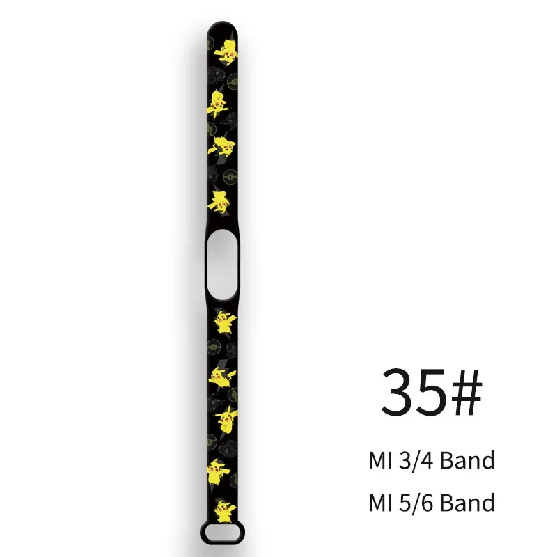 Pokemon Pikachu Strap for Xiaomi Mi Band 3/4/5/6/7 Creative Cute Watch Strap Replacement Cartoon Print One Ring Wristband Gift