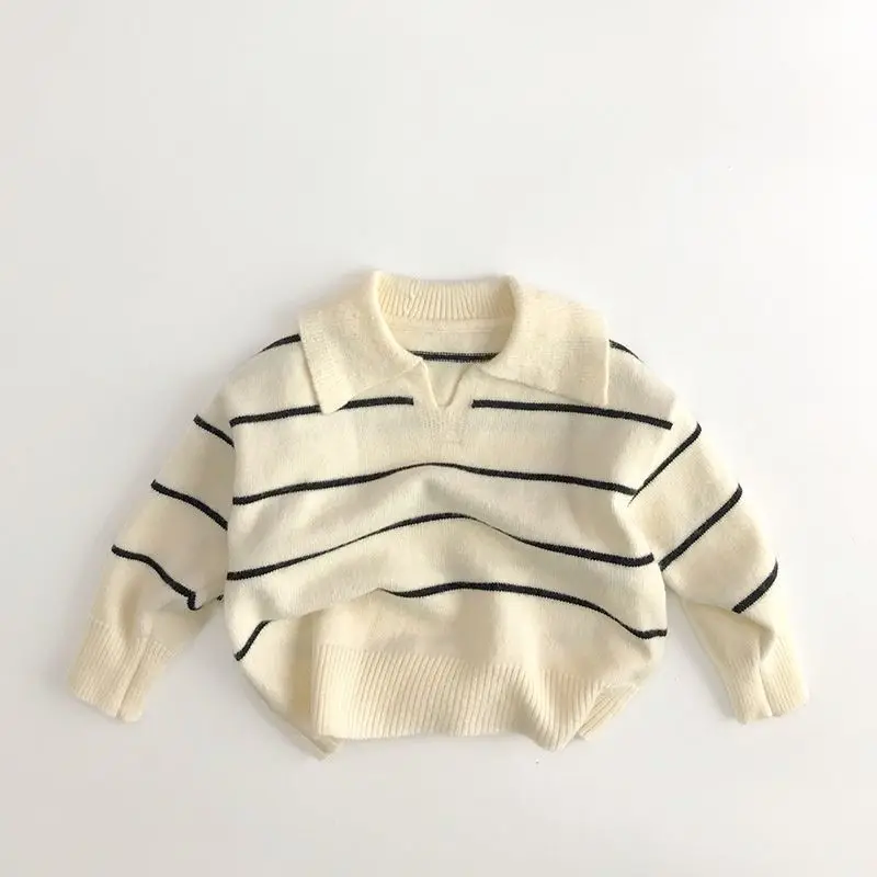 New Fashion Children Autumn Winter Striped Pullover Sweater Boys Girls Stylish Knitted Jumper
