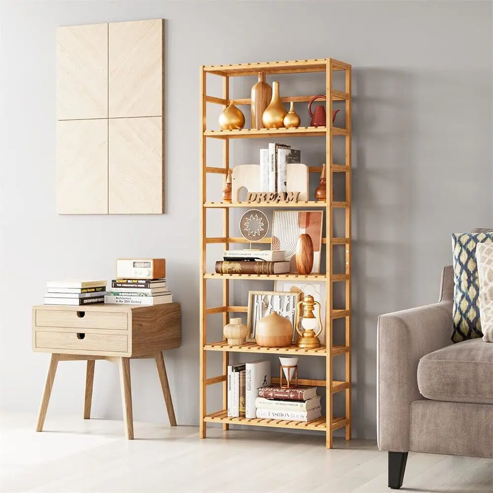 

Adjustable Shelves 6-tier Freestanding Bookcase Figures Showcase
