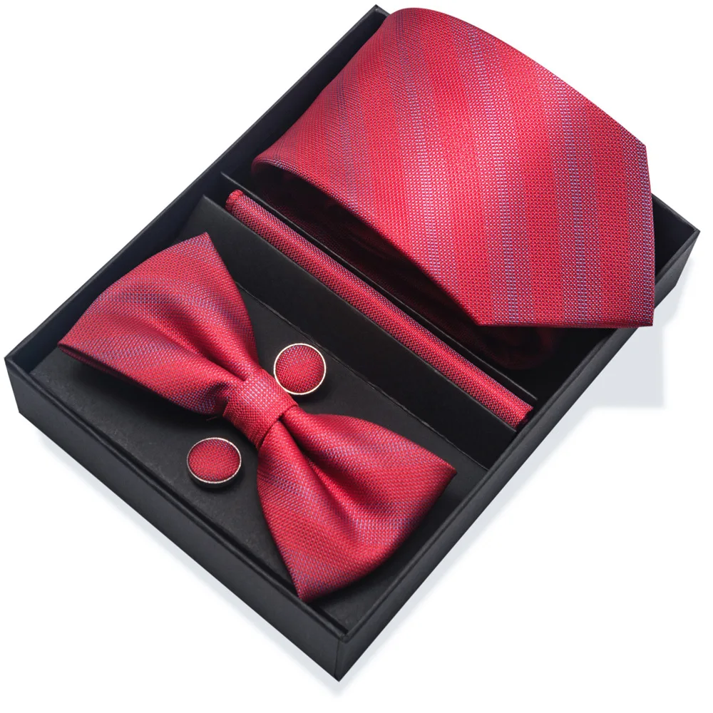 Spot gift box, tie, men's business wedding suit accessories, 6-piece set of square scarves, cufflinks, neckties, set