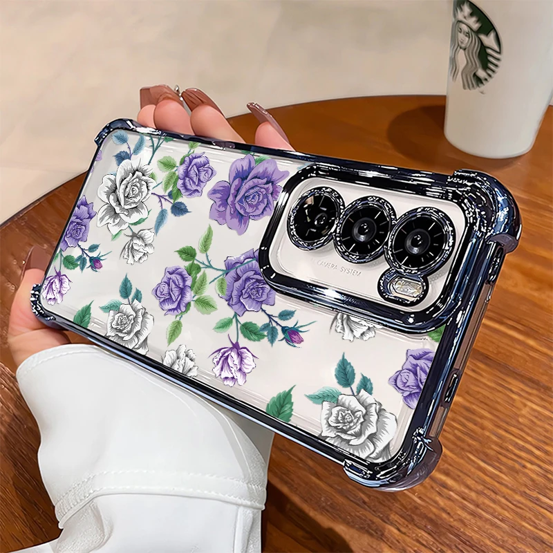 Transparent Phone Case For Infinix Hot 70 60i 4G 5G 60 Pro Plus 50i 40i 30i 11 9 10 Play 10T 10S NFC Flower Print Plating Cover - view 6