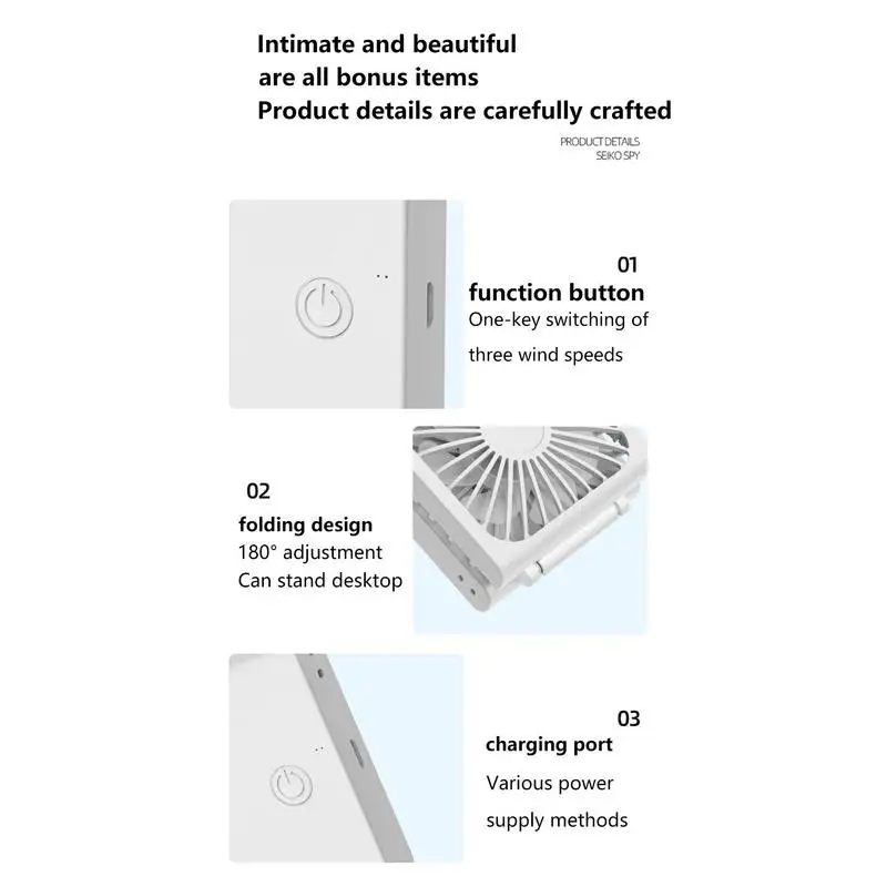 Handheld Mini Fan 1500mAh Portable USB Rechargeable Small Pocket Fan 180 Degree Fold And 3rd Speed Handheld Fan For Working