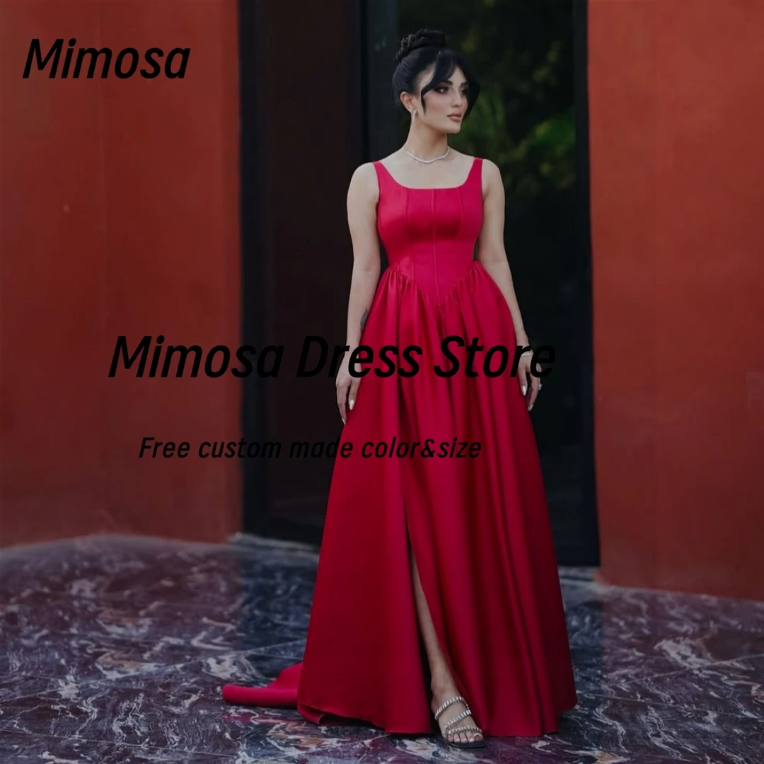 

Mimosa Simple Prom Dresses Off Shoulder Zipper Back Special Occasion Dress Ruched Satin Evening Party Gowns Customized