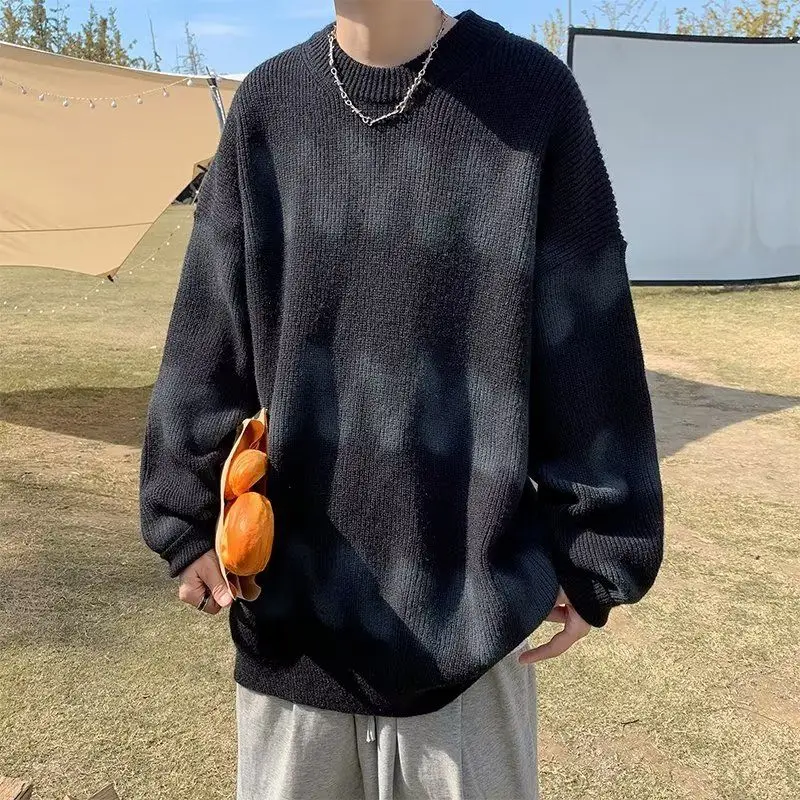 

Men's Thiened Autumn Winter Sweater Loose Korean Sle Japanese Sle Knitted Winter Ins Hong Kong Sle Lazy Knitwear Coat