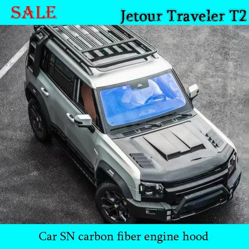 

Подходит для JETOUR Traveler T2 2023-2024 авто Замена реального охлаждающего отверстия капот модифицированный SN капот из углеродного волокна экстерьер автомобиля