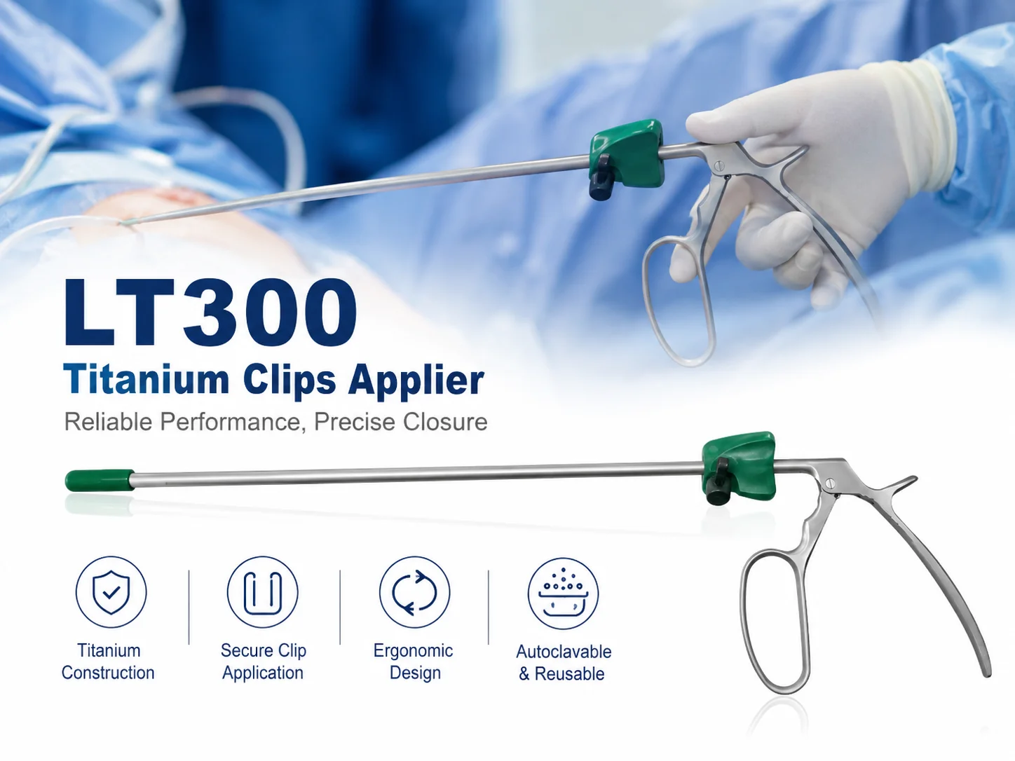 Professional Grade LT300 Titanium Clip Applicator For Minimally Invasive Laparoscopic Surgery