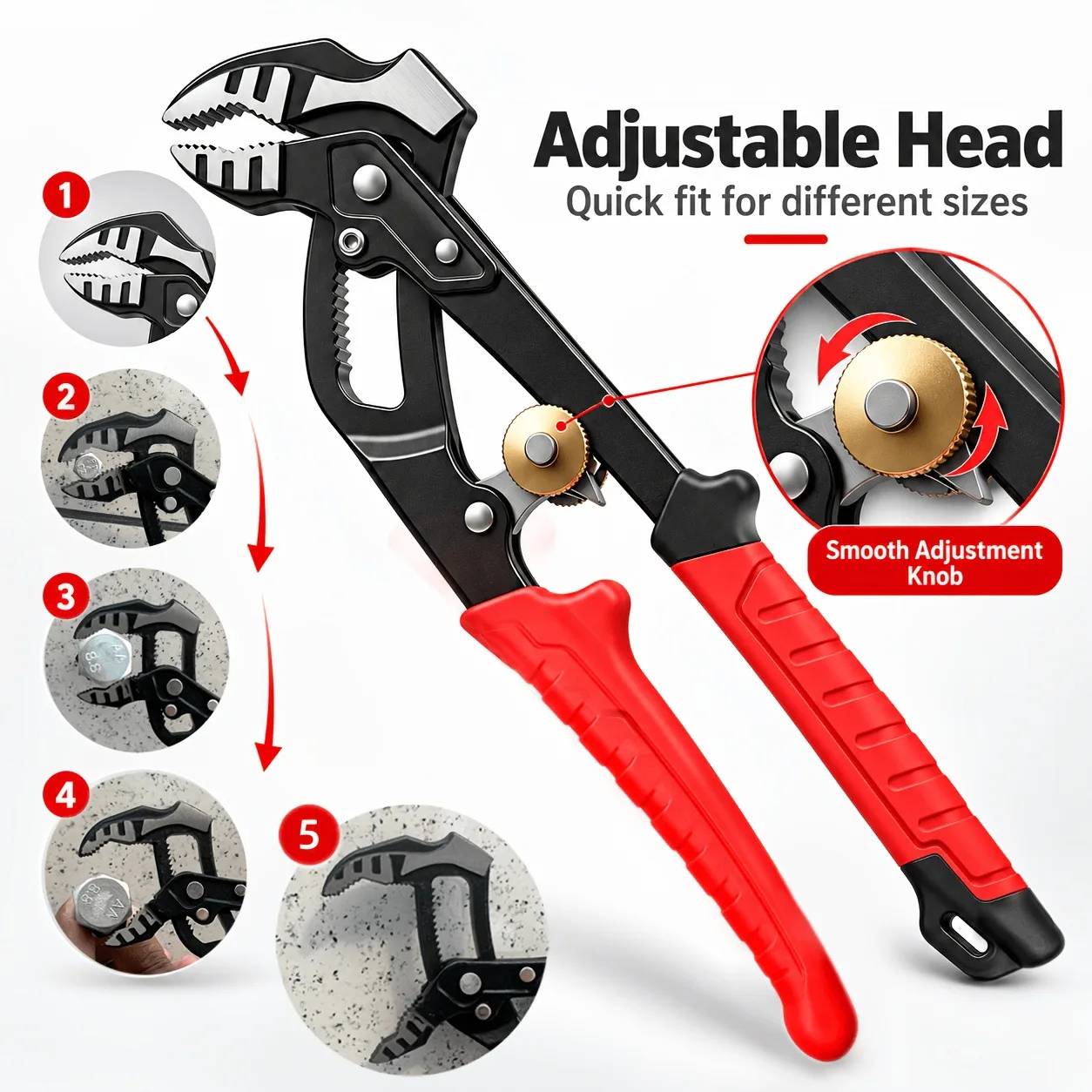 Adjustable Water Pump Pliers 8 Inch Quick Release Self Locking Multifunctional Pipe Wrench Tools For Bathroom Motorcycle Repair 5
