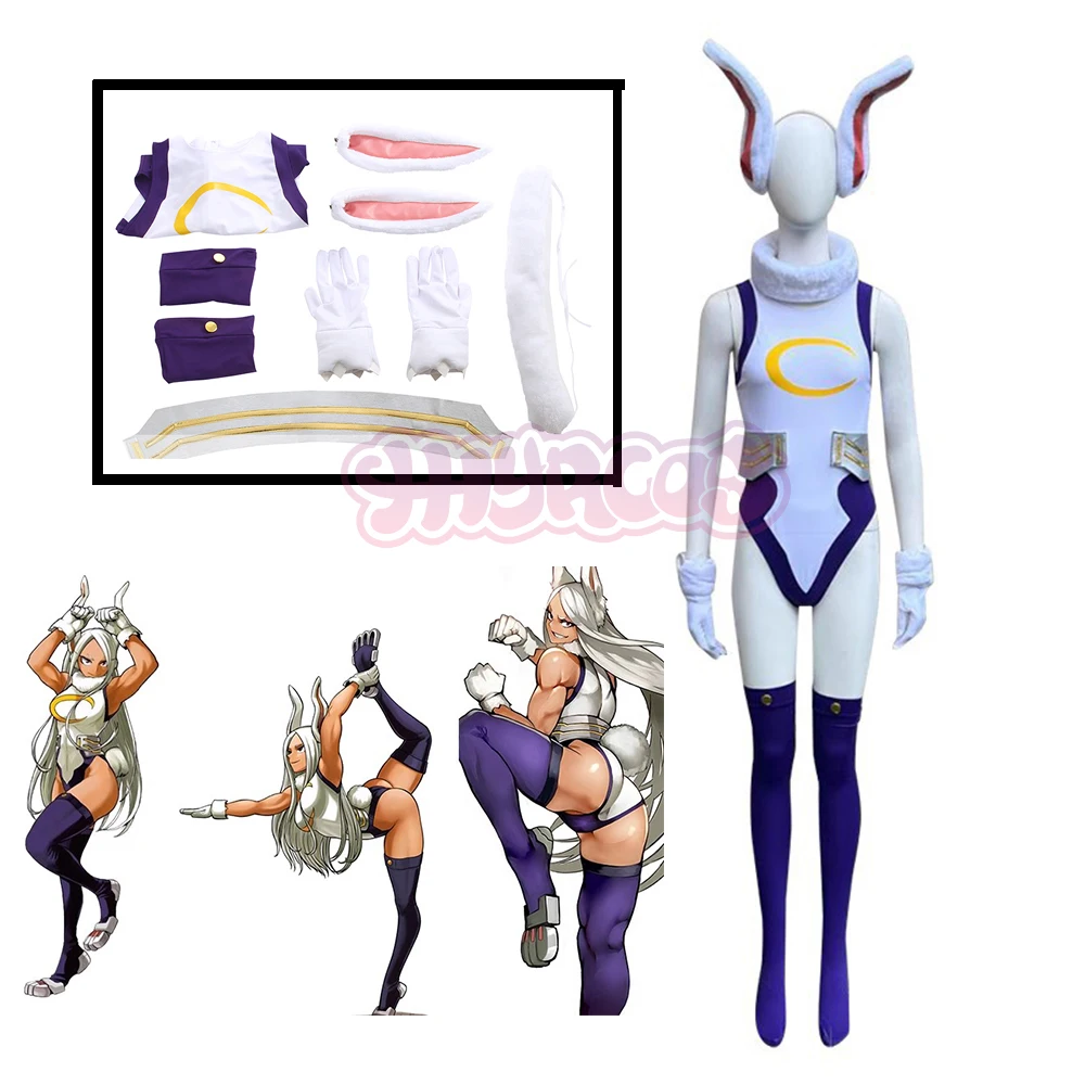 Anime Mha Rabbit Hero Mirko Cosplay Costume Sexy Anime Bnha Rumi Usagiyama Miruko gioco di ruolo Party Cosplay donna uomo Prop