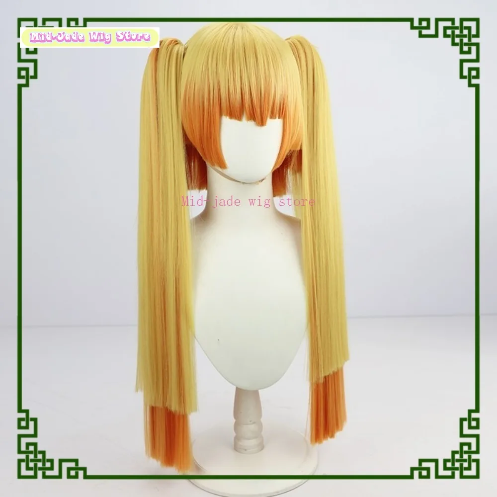 Zenitsu genderend cosplay peruca anime jogo cosplay feminino virar cabelo longo cauda dupla gradiente mid-jade peruca loja
